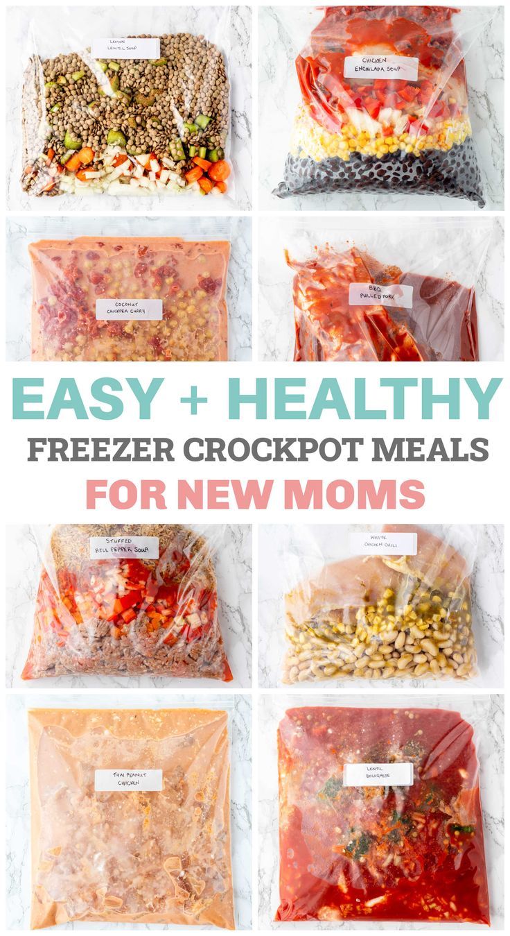 the 8 healthy crockpot freeze meals are packed in plastic bags and ready to be eaten