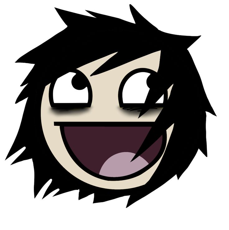 an animated face with black hair and eyes