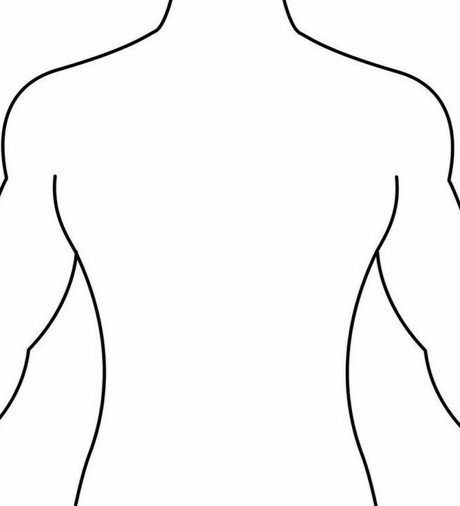 the outline of a man's body in black and white, with no shirt on