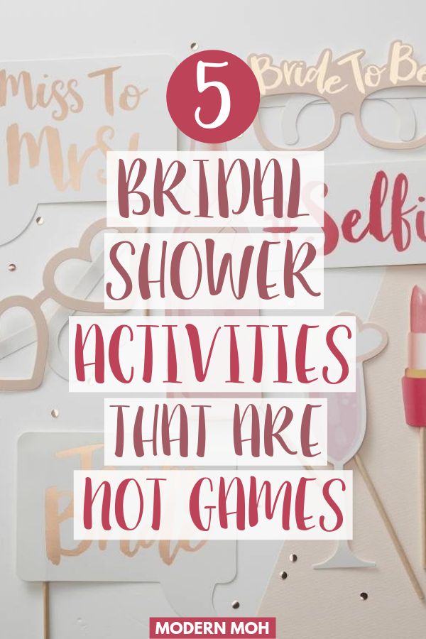 the words 5 bride to be bridal shower activities that are not games on display