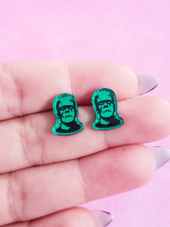 Pastel Goth Earrings, Anime Earrings, Witch Earrings, Goth Earrings, Green Mirror, Kawaii Earrings, Spooky Gifts, Food Earrings, Green Mirrors