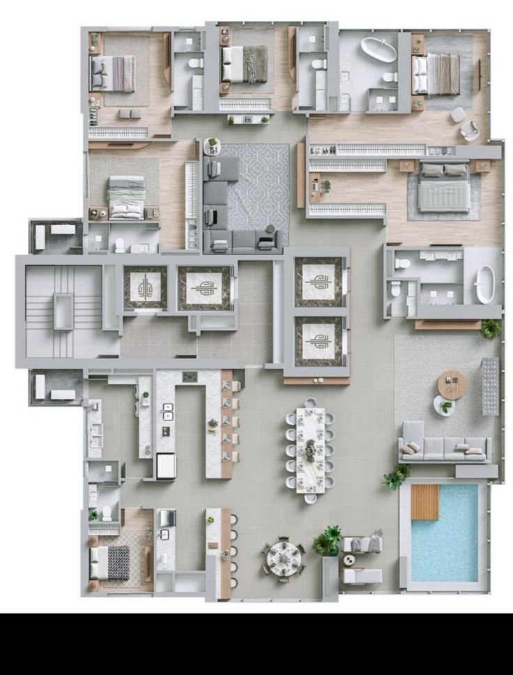 the floor plan for an apartment with multiple rooms