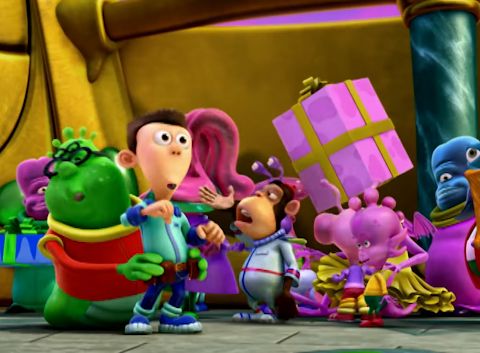 the characters from toy story are surrounded by presents