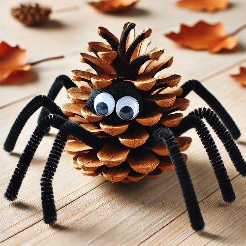 a close up of a pine cone spider on a table