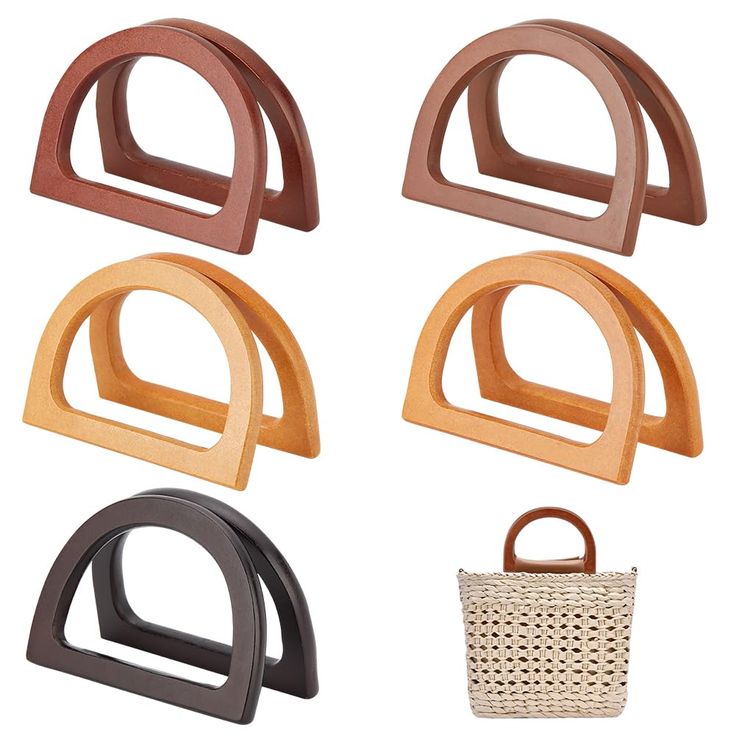 PRICES MAY VARY. D Shape Handles: Unique D shape handle in 5 colors, perfect replacement handbag handle accessory for beach bag, straw handbags, ideal to crochet or knit bags, make crochet bags, crochet a market bag, Furoshiki bag, rattan purse, tote bag, fur bag, cloth purses. Package Included: 10pcs (5 pairs) D shape bag handle replacement for DIY bag accessories. easy to use and comfortable to grip, natural color will make them flexible to match with bags in various material and styles, adds an elegant touch to purses. Size: about 8.5cm/ 3.3inch wide, 12cm/ 4.7inch long, 8mm thick, inner: about 9.5cm/ 3.7inch wide, 6cm/ 2.4inch long - perfect size to DIY your own handmade handbag. Material: Made of premium quality wood, with smooth surface and durable, fashionable and comfortable DIY ha Diy Bag Accessories, Furoshiki Bag, Rattan Purse, Diy Handbags, Crocheted Purse, Knit Bags, Bag Accessories Diy, Purse Making, Bags Crochet