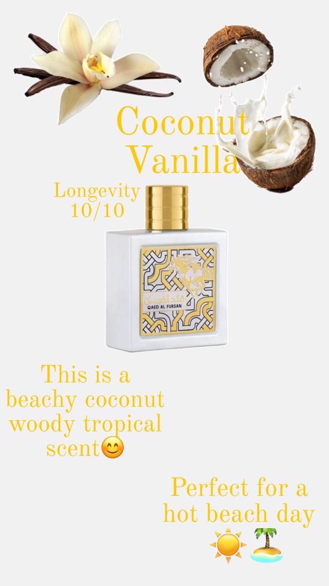 Coconut fragrances. Vanilla Scents, Coconut And Vanilla, Coconut Perfume, Fragrance Lab, Fragrances Perfume Woman, Vanilla Perfume, Perfume Collection Fragrance, Body Smells, Perfume Scents