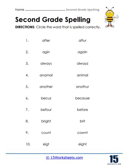 the second grade spelling worksheet for second grade spelling with pictures and words on it