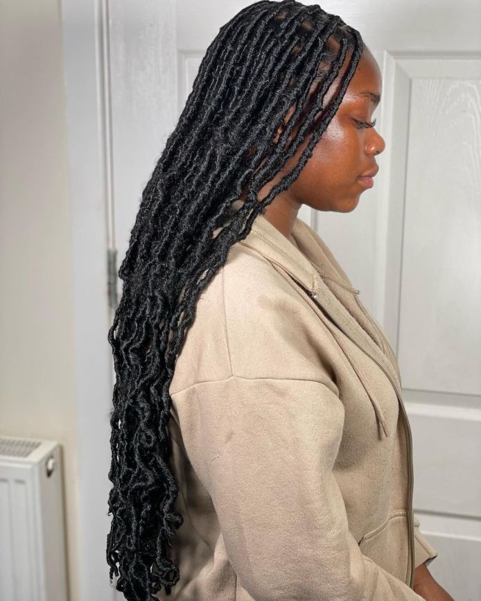 Waist-Length Glossy Curly Soft Locs Curly Soft Locs, Lock Hairstyles, Locs Ideas, Fake Dreads, Soft Locs, Loc Inspiration, Hair Adviser, Hair Pack, Braided Cornrow Hairstyles