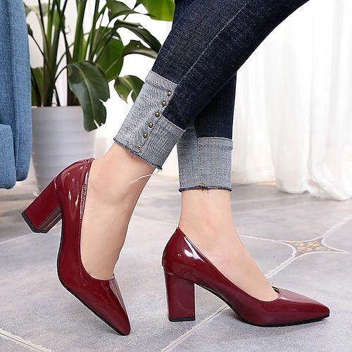 Category:Heels; Upper Materials:PU; Heel Type:Chunky Heel; Gender:Women's; Toe Shape:Pointed Toe; Heel Height(inch):2-3; Closure Type:Loafer; Pattern:Solid Colored; Shipping Weight:0.7; Listing Date:03/29/2021; Production mode:Self-produce; Foot Length:; Size chart date source:Provided by Supplier.; Special selected products:COD Sepatu Pump, Professional Work Shoes, Office Shoes Women, Party Pumps, Mid Heel Shoes, Womens Chunky Heels, Platform High Heels, Women's Heels, Fashion High Heels