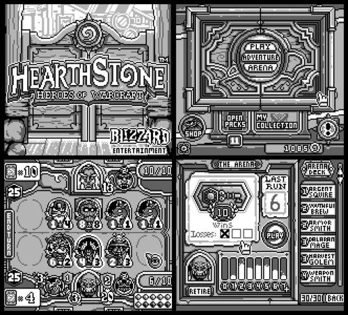 the front and back sides of hearth stone's board game, which is black and white