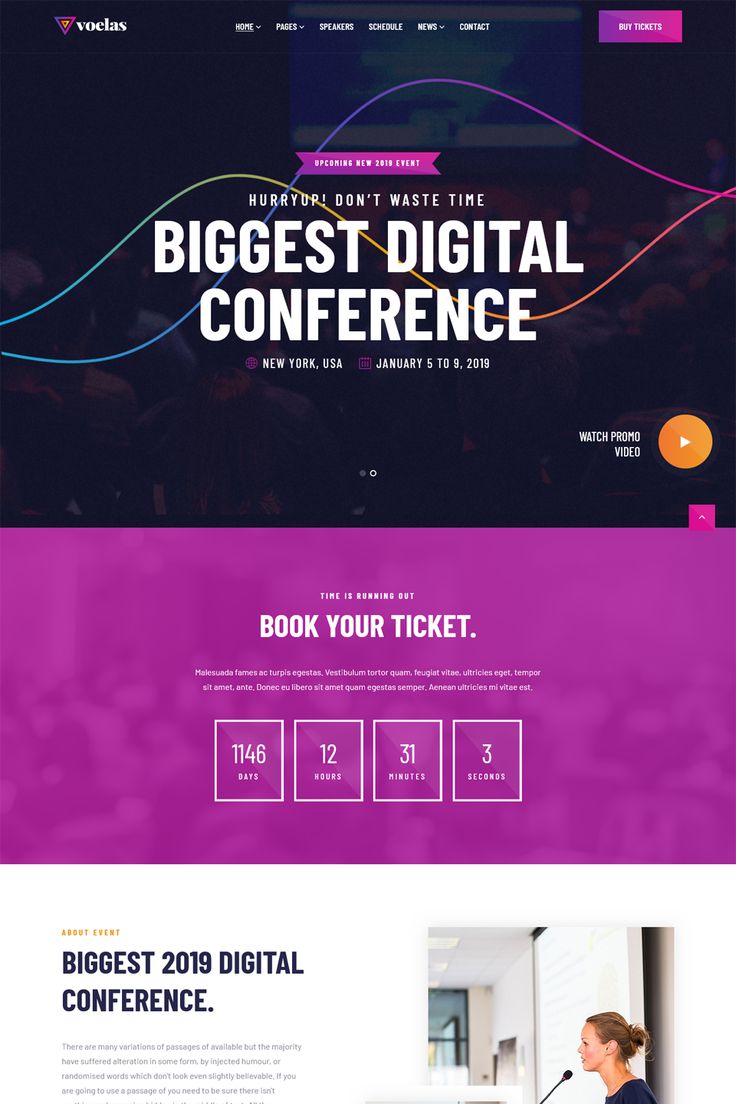 the wordpress website is designed to look like an event