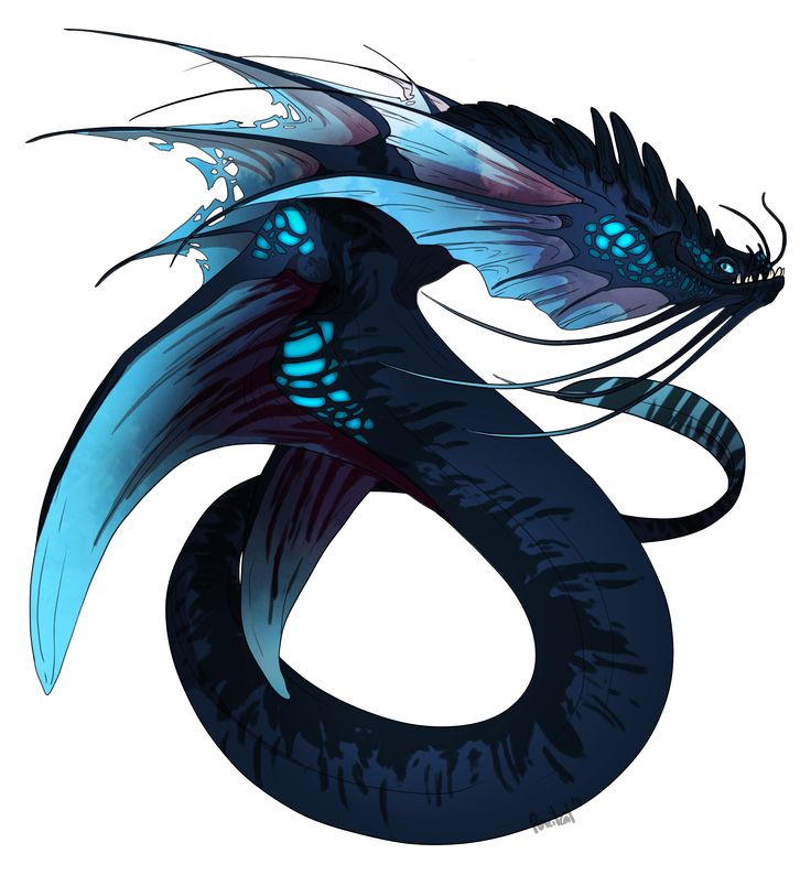 a blue and black dragon with wings on it's back