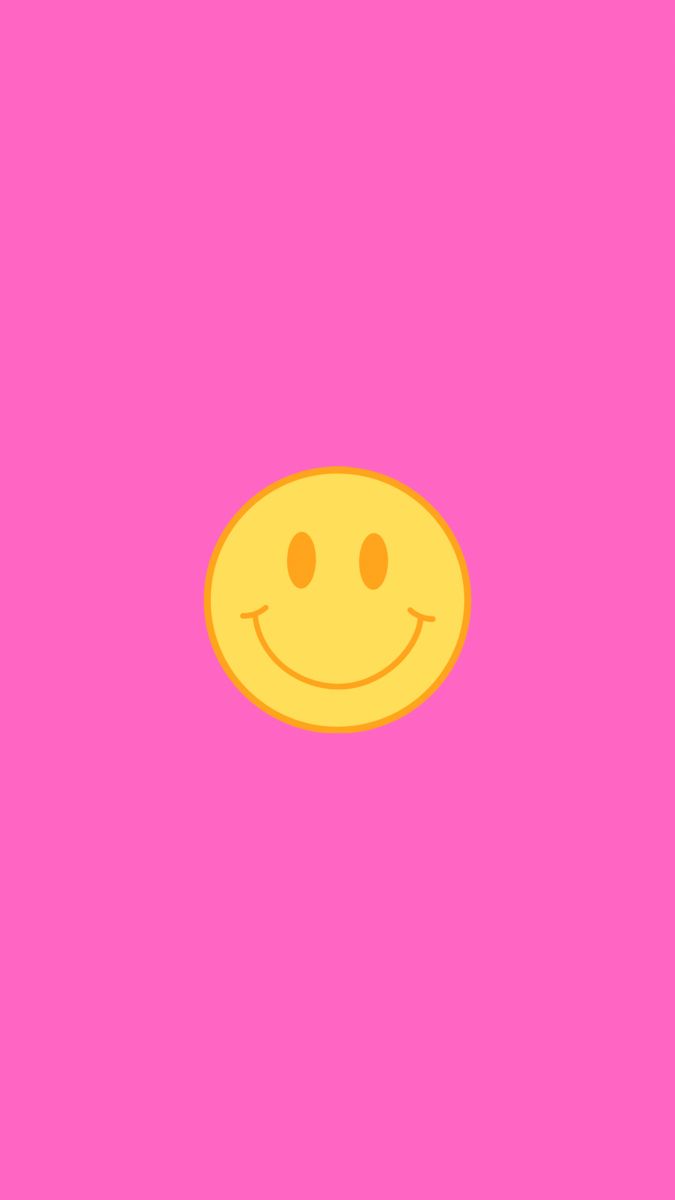 a yellow smiley face on a pink background