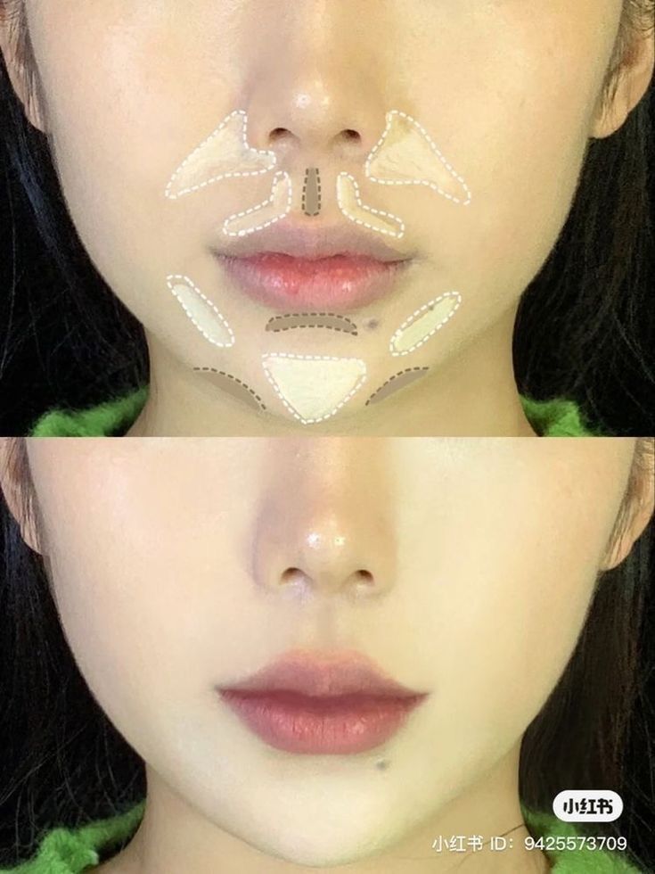 two pictures of the same woman's face with different facial shapes on her cheeks