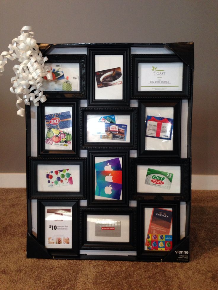 a black and white photo frame with many pictures on the front, along with a vase filled with flowers