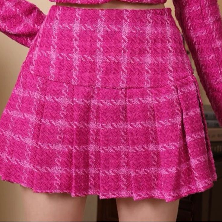 Pink Plaid Pleated Skirt Bought As A Duplicate For Sizing In Previous Listing Skirt Only Size Small Fitted Plaid Mini Skirt For Spring, Spring Fitted Plaid Skort, Casual Mini Hem Skirt For Party, Pink Mini Skirt For Fall, Pleated Plaid Skort For Spring, Fitted Plaid Tennis Skirt For Spring, Spring Plaid Mini Length Tennis Skirt, Pink Skirt For Fall, Plaid Mini Length Tennis Skirt For Spring