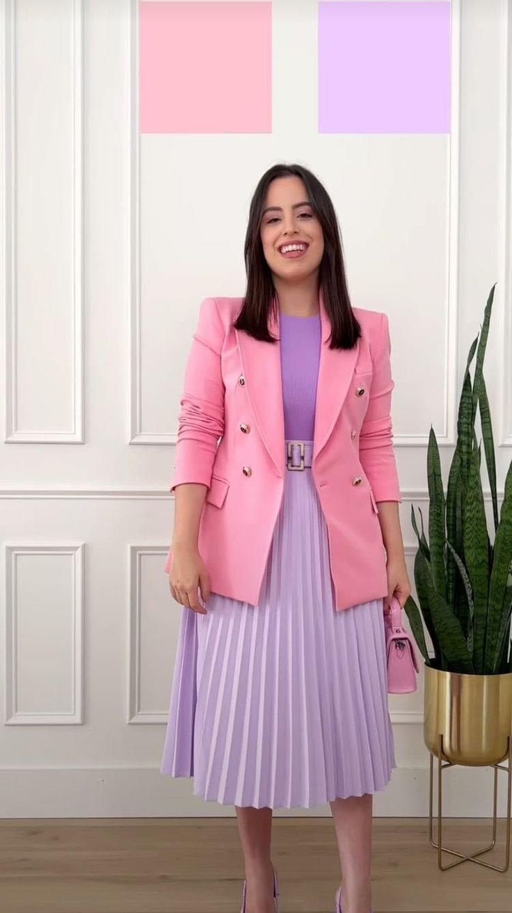 Outfit Colour Combinations, Christian Attire, Fashion Color Combinations, Pastel Pink Outfit, Colour Combinations Fashion, Color Combos Outfit, Color Blocking Outfits, Modesty Outfits, Fashionable Dress