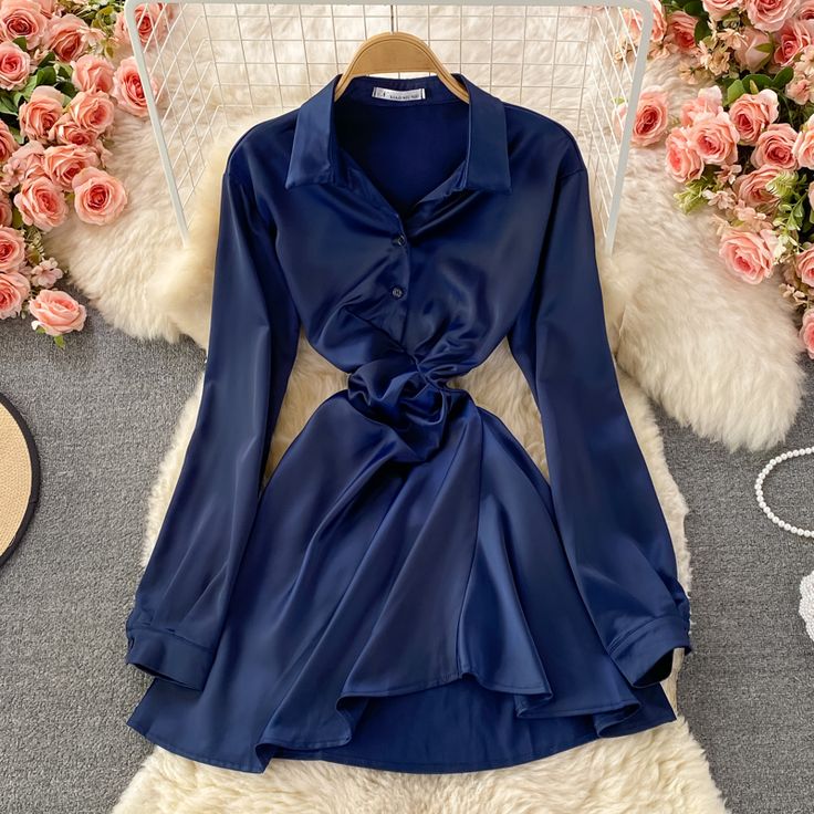 Sexy blue long sleeve dress fashion dressFabric: satinColor: blueSize(cm): S, M, L (1inch=2.54cm)S length 75cm bust 92cm waist 78cmM length 76cm bust 94cm waist 82cmL length 77cm bust 98cm waist 86cm Floral Dress Fashion, White Lace Dress Short, Velvet Dress Short, Velvet Dress Long, Long Sleeve Velvet Dress, Short Dress Styles, Long Sleeve Sequin Dress, Blue Long Sleeve Dress, Disco Outfit