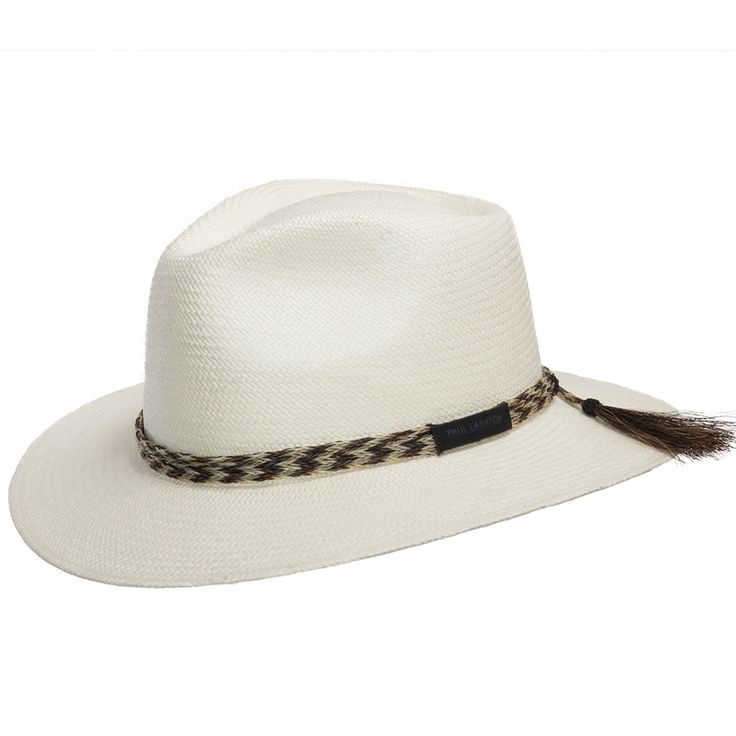 Made of genuine horsehair, this is a handcrafted hatband made to fit any fully brimmed hat. Simply pull the two tails to adjust and tighten it around the crown of the hat; securing its fit without the use of glue.Material: Genuine Handwoven Horsehair *Note: Hatband only. Hat not included. White Adjustable Fedora With Flat Crown, Adjustable White Fedora With Flat Crown, Adjustable Country Fedora For Kentucky Derby, Elegant Adjustable Fedora With Flat Crown, White Adjustable Hat With Flat Crown, White Adjustable Flat Crown Hat, Elegant Adjustable Braided Hat, Elegant Braided Straw Hat With Flat Brim, Elegant Adjustable Flat Brim Panama Hat