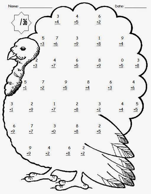 a turkey addition worksheet with numbers to 10