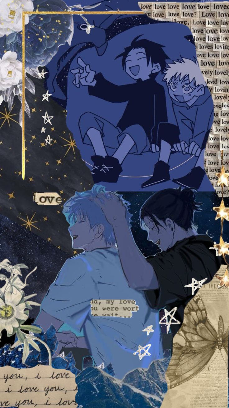 the collage shows two people in space and stars