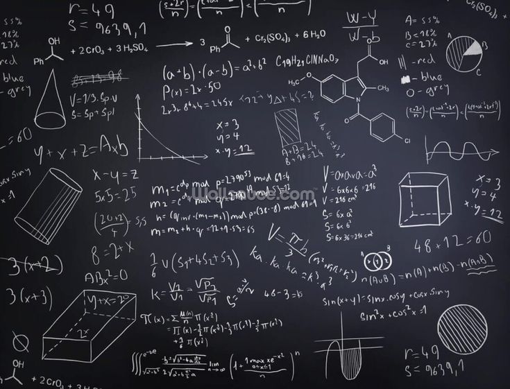 a blackboard with lots of calculations written on it