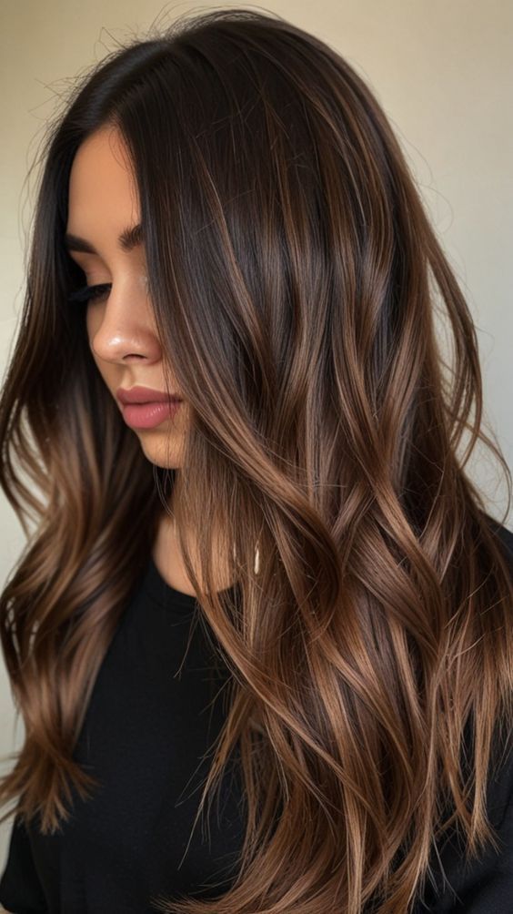 Brown Balayage Ideas That Will Make You Swoon! 🤩✨Brunette Brilliance: Get the Ultimate Hair Makeover🌟 Luscious Dark Brown Balayage Ideas to Dazzle Everyone! 💁‍♀️✨ So, get ready to Transform Your Look with the Latest Trend🔥 Dark Brown Balayage! 💇‍♀️✨ #BalayageGoals #HairTrendsetter #DarkBrownMagic #BalayageBeauties #DarkDelight #HairInspo #BrunetteBalayage #BalayageBeauty #DarkBrownDelight #SunKissedBrunette #BalayageHighlights #HairColorTrends #NaturalHairGoals #LowMaintenanceStyle #HairInspiration #StylishStrands Hair Dye Balayage Dark Brown, Brown Hair And Caramel Balayage, Balayage Back To Brunette, Dark Brunette Hair Balayage, Dark Caramel Hair With Highlights, Dye Brown Hair Ideas, New Hair For Brunettes, Dark Hair Brown Balayage, Hair Balayage Dark