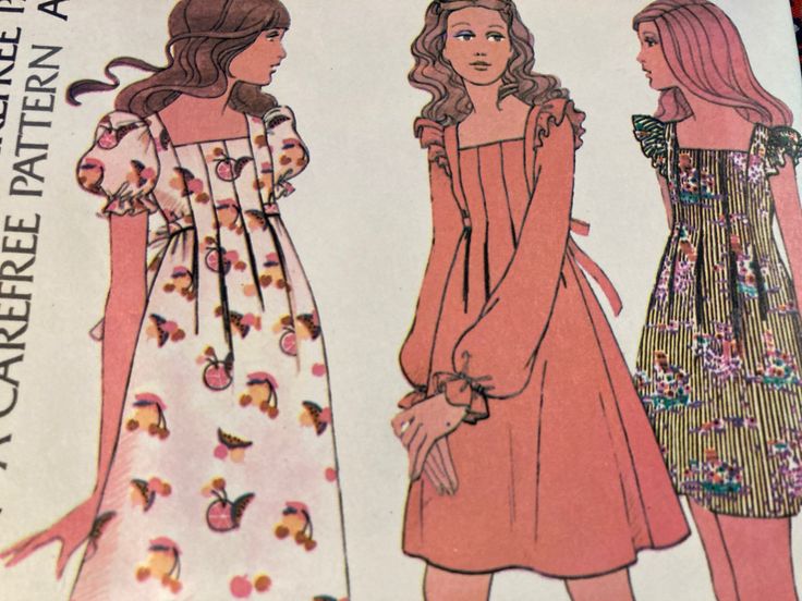 three women's dresses are shown in different styles and sizes, one is pink