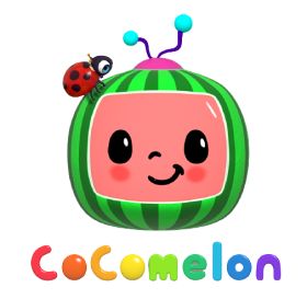 the logo for cocomelon, a children's television program that is based on watermelon