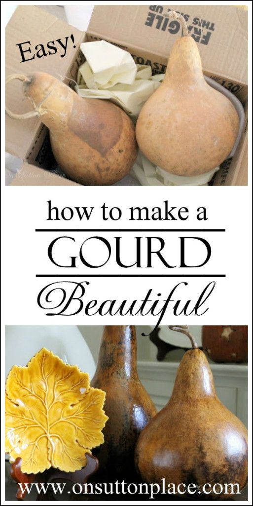 some gourds are sitting in a box with the words how to make a gourd beautiful