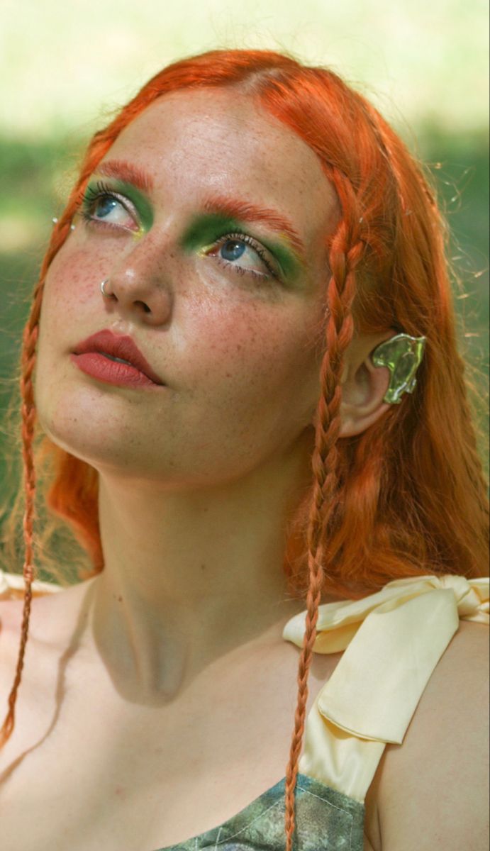 Ginger Fairy Aesthetic, Fairy Costume Hairstyles, High Elf Makeup, Ren Faire Makeup Elf, Forest Fairy Ren Faire, Wood Fairy Makeup, Fairy Like Makeup, Ren Faire Fairy Makeup, Wood Nymph Makeup