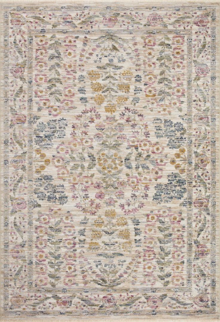 Rifle Paper Co. x Loloi Provence PRO-02 Floral / Botanical Area Rugs | Rugs Direct Colorful Nursery Rugs, Nursery Rug Placement Layout, Rug On Carpet Nursery, Nursery Rug Placement, Bedroom With Area Rug, Room Rugs Ideas Bedrooms, Rug With Green Accents, Bedroom Rugs Under Bed King, Rugs In Living Room Farmhouse