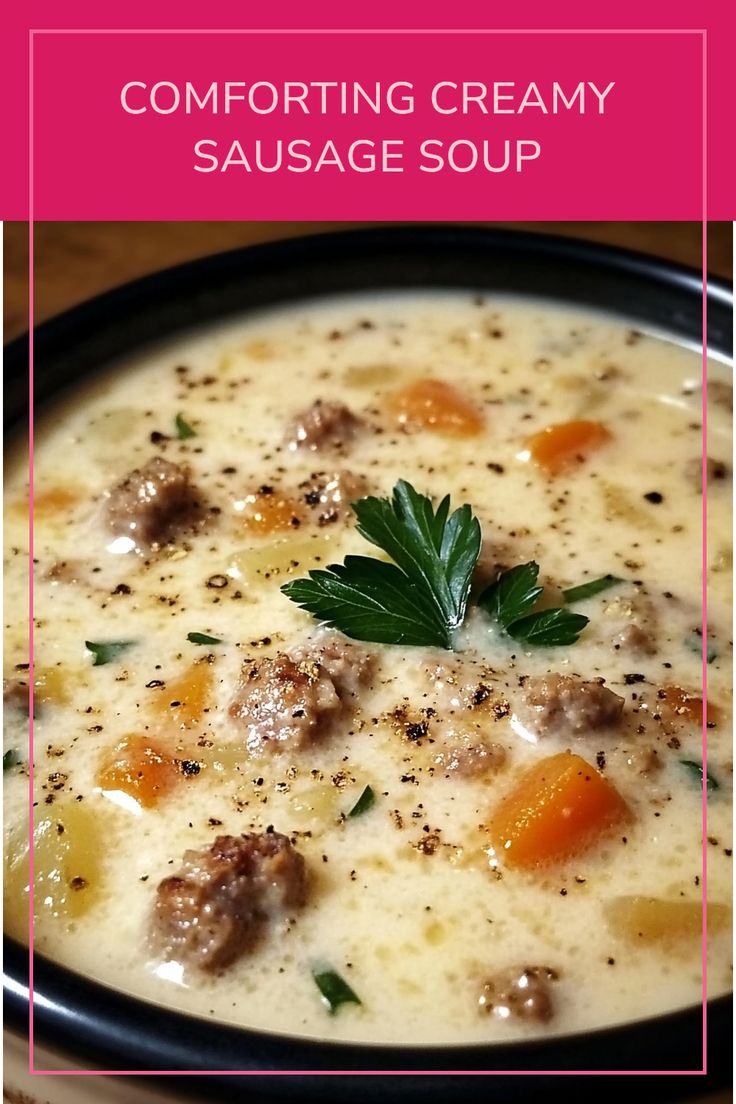 a bowl of soup with meat, carrots and parsley