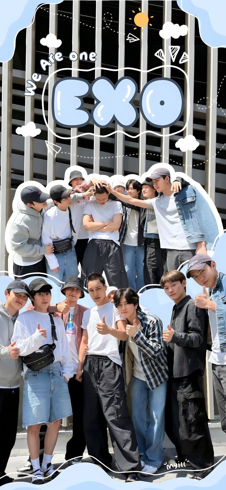 a group of young people standing next to each other in front of a metal gate