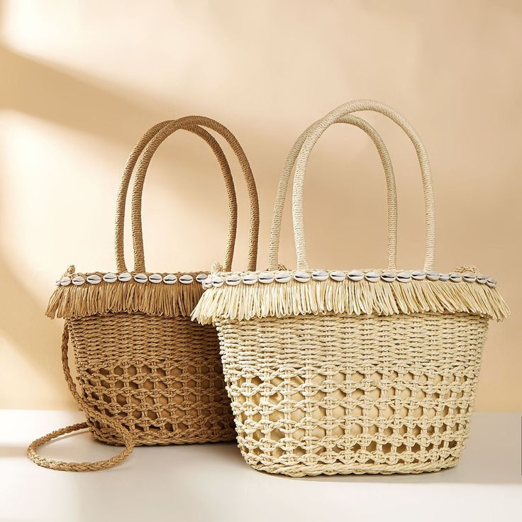 【Material】This woven bag is hand-woven from PU leather cut into leather strips of a specific width,fine and firm workmanship,soft leather gives a comfortable feel! 【Structure】Open it, there is a main pocket,It can store mobile phones, chargers, glasses, and eyeshadow palettes; the side zipper pocket can store small items, such as lipstick, keys and card.It can meet the necessities of daily travel! 【Occasion】The handmade bag can be carried on one shoulder or by hand, casual and fashionable, suita Seashell Bag, Leather Cuts, Eyeshadow Palettes, Tassel Bag, Handmade Bag, Woven Bag, Handmade Bags, Small Items, Beach Bag