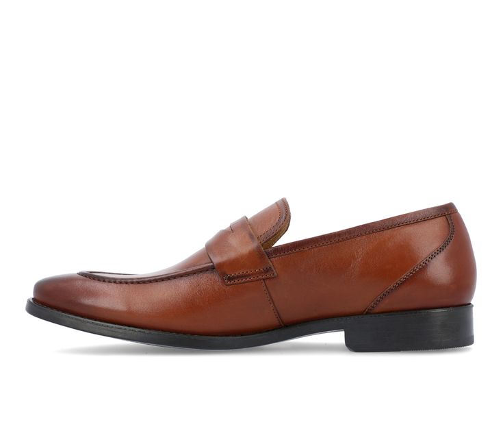 Smart and simplistic penny loafers by the design team at Thomas & Vine. The Bishop features luxurious, authentic leather shaped into a clean silhouette. Genuine Leather upper, Slip on for easy entry,1\ heel, Round toe, Tru Comfort Foam™ footbed, Rubber outsole | Men's Thomas & Vine Bishop Wide Dress Loafers in Cognac Size 10.5 Business Loafers With Plain Toe For Spring, Spring Business Loafers With Plain Toe, Classic Leather Shoes For Semi-formal Spring Events, Slip-on Loafers For Semi-formal Spring Events, Slip-on Loafers For Semi-formal Spring Occasions, Classic Semi-formal Leather Shoes For Spring, Classic Semi-formal Spring Moccasins, Classic Semi-formal Slip-ons For Spring, Classic Semi-formal Spring Leather Shoes