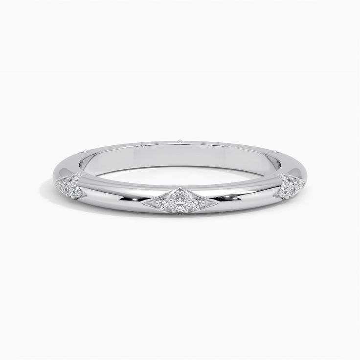 Alula Diamond Wedding Ring - Platinum. Clusters of round diamonds in lotus-inspired impressions form a unique eternity-style design reminiscent of constellations in the night sky in this shining ring (1/8 total carat weight). Platinum Wedding Rings, White Gold Diamond Rings, Diamond Wedding Ring, Diamond Wedding Rings, Eternity Ring, Diamond Wedding, Quality Jewelry, Night Sky, Style Design