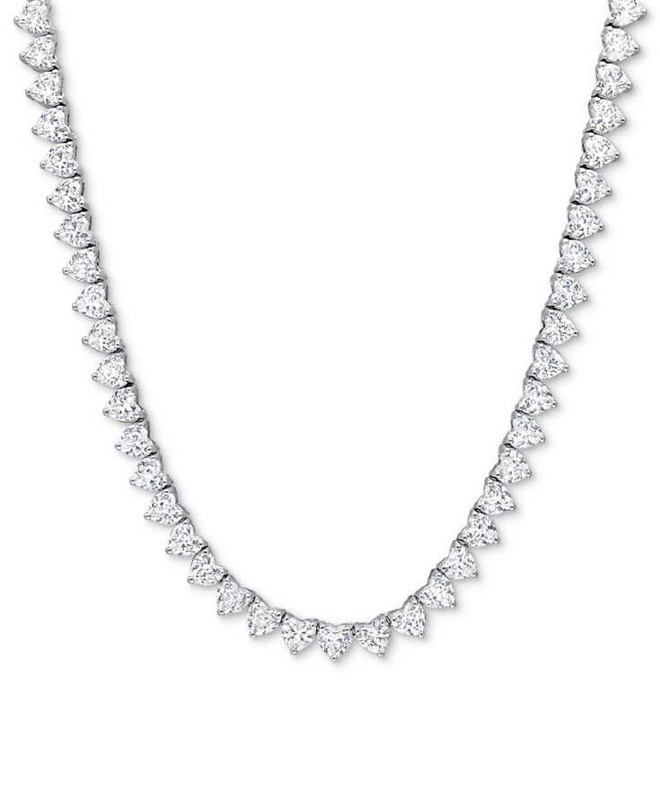 in stock Macy's White Diamond Cut Necklace, Macy's White Gold Heart Cut Jewelry, Macy's Heart Cut White Gold Jewelry, Tennis Necklace, White Sapphire, Tennis, Sapphire, Sterling Silver, Silver