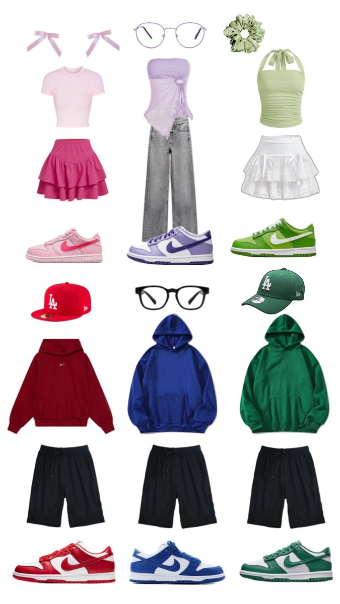 a bunch of clothes that are in different colors