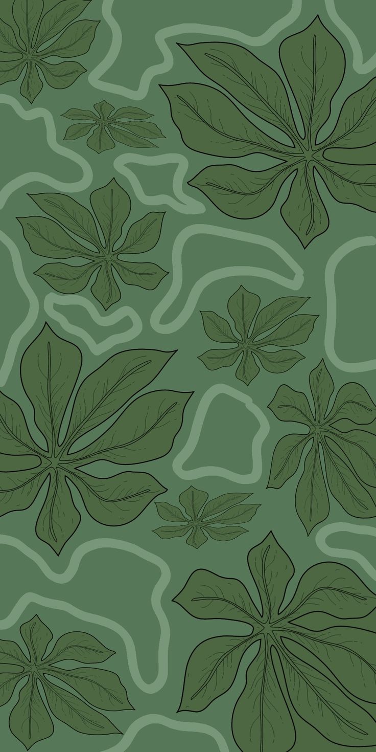 a green background with leaves on it