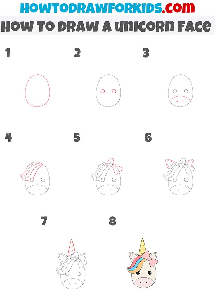 how to draw an unicorn face for kids with step by step instructions on how to draw