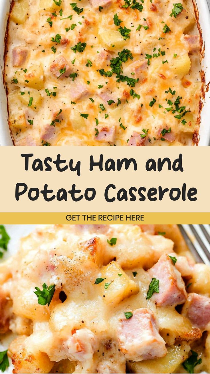 ham and potato casserole with parsley on top