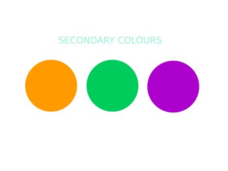 three different colored circles with the words secondary colours