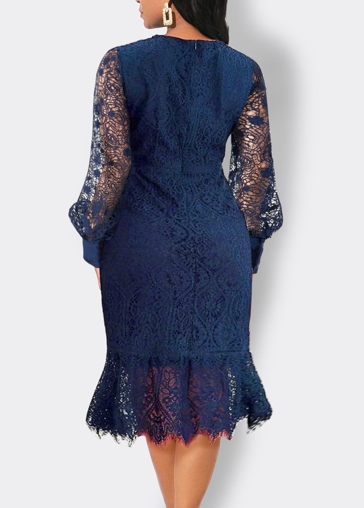 Navy Bodycon Dress, Scoop Neck Long Sleeve, Blue Jumpsuits, Lovely Tops, Neck Bodycon Dress, Red Jumpsuit, Lace Long Sleeve, Navy Lace, Sleeve Bodycon Dress