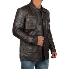 Men Atlanta Dark Brown Distressed Leather Jacket – Musheditions Rugged Leather Biker Jacket With Pockets, Rugged Leather Jacket With Button Closure, Brown Long Sleeve Biker Jacket With Flap Pockets, Distressed Brown Leather Biker Jacket With Pockets, Casual Leather Biker Jacket With Multiple Pockets, Leather Biker Jacket With Multiple Pockets Long Sleeve, Casual Leather Biker Jacket With Flap Pockets, Leather Outerwear With Buttoned Pockets For Winter, Casual Leather Biker Jacket With Pockets