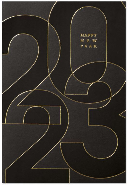 Moderne Neujahrskarte in schwarz mit Jahreszahl 2023 und "Happy New Year" New Year Card 2024 Design, Happy New Year 2024 Cards, New Year Typography Graphic Design, Modern Greeting Card, 2024 Happy New Year Design, New Year Card 2024, Mis Logo, New Years Poster Design, New Years Graphic Design