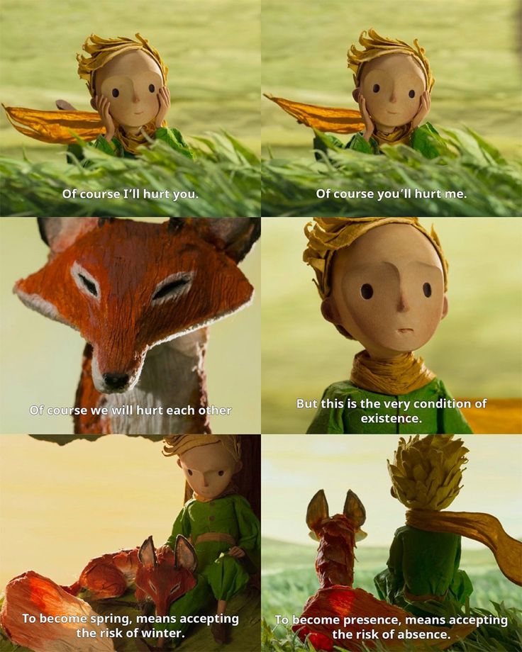 the little prince and the fox are talking to each other