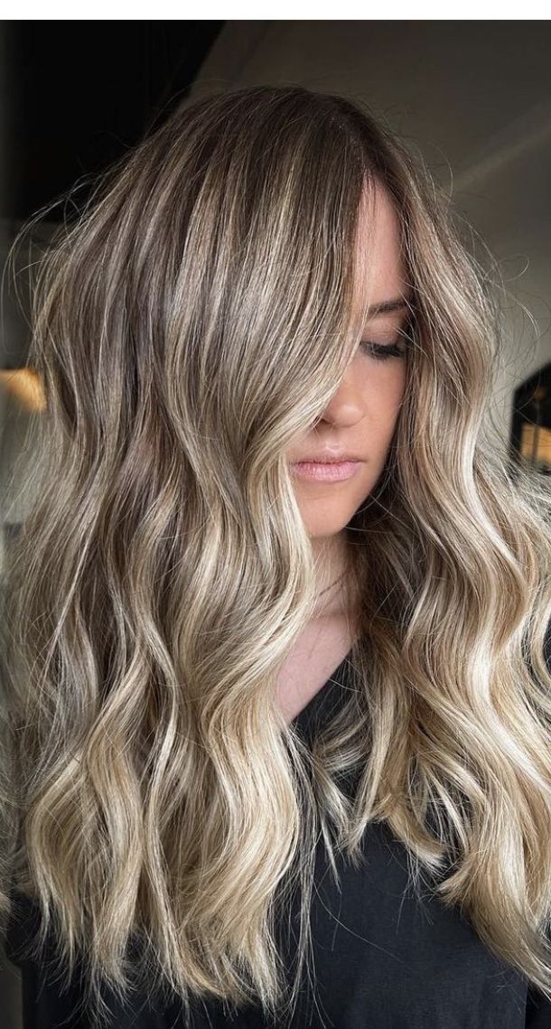 Blonde High And Lowlights, Oat Blonde Hair, Dark Suede Blonde, Sandy Blonde Hair With Highlights, Blonde Hair Dimension, Cool Toned Balayage, Blended Blonde Hair, Hair For Winter, Wedding Hair Color