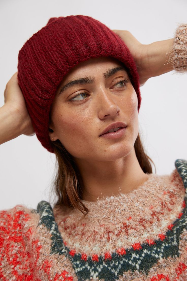 Sure to be your go-to pick to pair with any look from season to season, this staple beanie is featured in a forever classic knit fabrication with cable detailing throughout and defined ribbed cuff at bottom for added dimension. Warm Fall Bonnet, One Size Knit Bonnet For Fall, Winter Cable Knit Beanie, Winter Cable Knit Beanie One Size, Casual Cable Knit Beanie For Winter, Casual Cable Knit Hat For Fall, Warm Solid Color Crochet Hat, Ribbed Beanie Hats For Fall, Ribbed Beanie For Fall