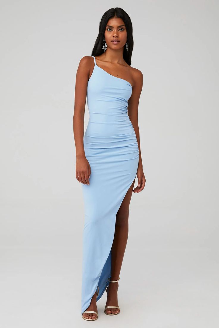 Nookie | Aria One Shoulder Gown in Blue| FashionPass One Off Shoulder Dress, Dress One Shoulder, One Shoulder Gown, Dress First, Off Shoulder Dress, Shoulder Dress, Off Shoulder, One Shoulder, Tights